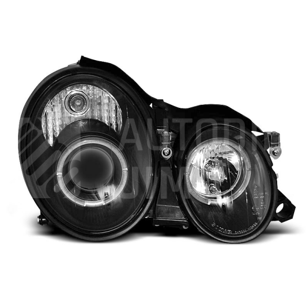 Přední světla, lampy Angel Eyes Mercedes Benz CLK W208 97-02 černá H7