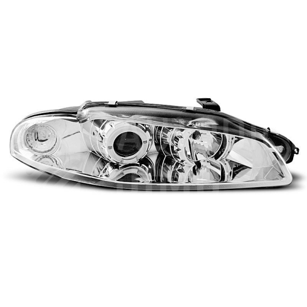 Přední světla, lampy Angel Eyes Mitsubishi Eclipse 97-99 chromová H1 Přední světla, lampy Angel Eyes Mitsubishi Eclipse 97-99 chromová H1