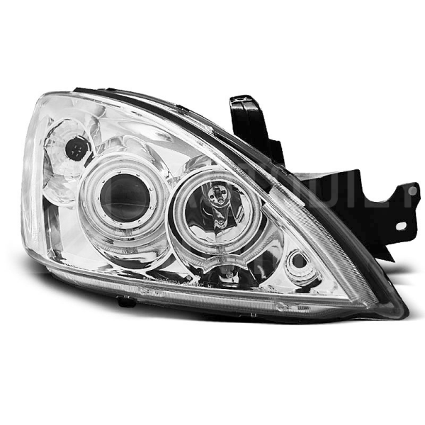 Přední světla, lampy Angel Eyes Mitsubishi Lancer 04-07 chromová H7/H1