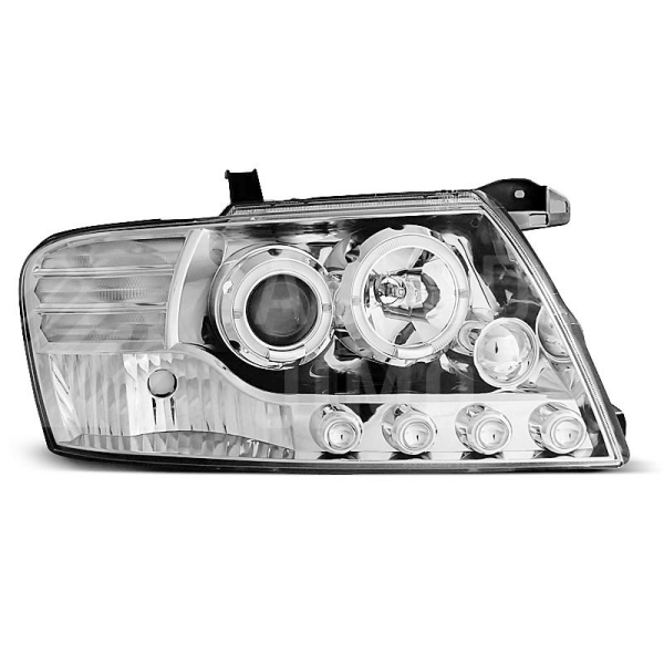 Přední světla, lampy Angel Eyes Mitsubishi Pajero V60 01-06 chromová H7/H1