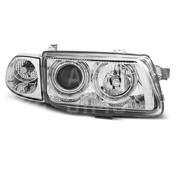 Přední světla, lampy Angel Eyes Opel Astra F 94-01 chromová H1/H7