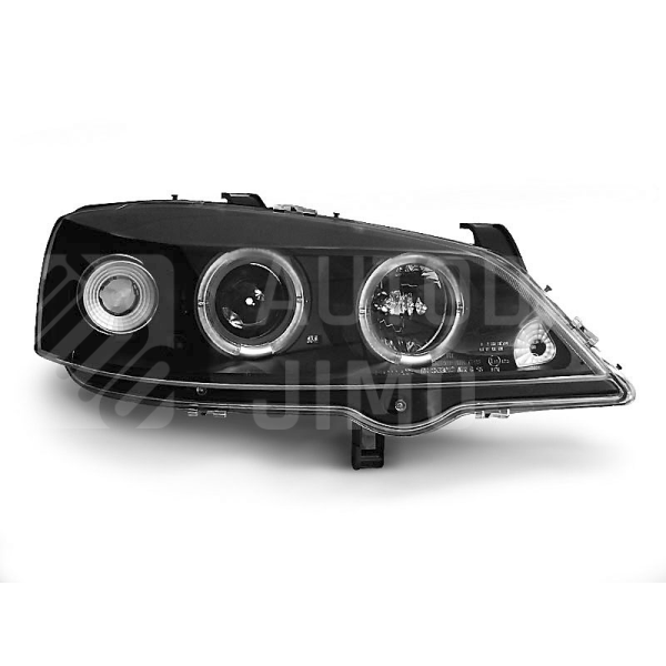 Přední světla, lampy Angel Eyes Opel Astra G 98-08 černá H1