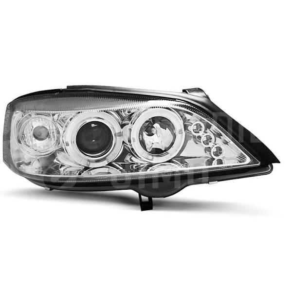 Přední světla, lampy Angel Eyes Opel Astra G 98-08 chromová H1, diody