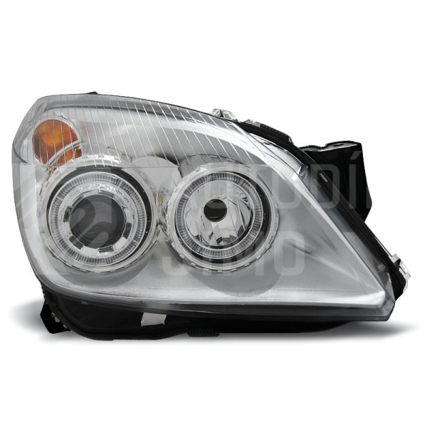 Přední světla, lampy Angel Eyes Opel Astra H 04-09 chromová H7