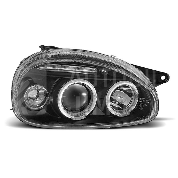 Přední světla, lampy Angel Eyes Opel Corsa B, Combo B 93-00 černá H1, s diodou