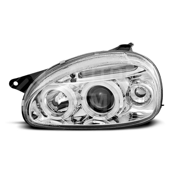 Přední světla, lampy Angel Eyes Opel Corsa B, Combo B 93-00 chromová H1, s diodou