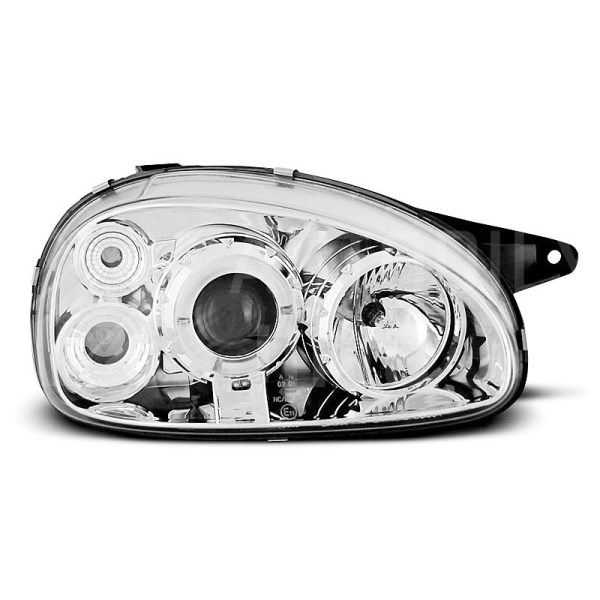 Přední světla, lampy Angel Eyes Opel Corsa B, Combo B 93-00 chromová H1