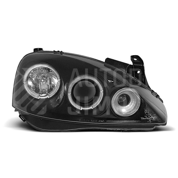 Přední světla, lampy Angel Eyes Opel Corsa C 00-06 černá H1 Přední světla, lampy Angel Eyes Opel Corsa C 00-06 černá H1