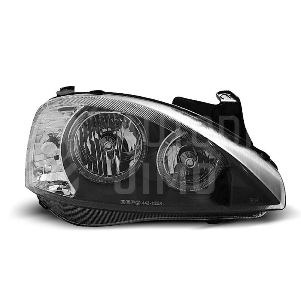 Přední světla, lampy Angel Eyes Opel Corsa C 00-06 černá H7 Přední světla, lampy Angel Eyes Opel Corsa C 00-06 černá H7