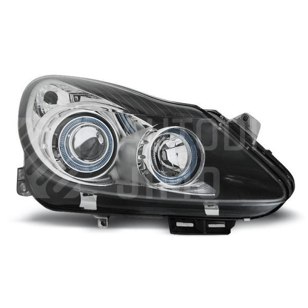 Přední světla, lampy Angel Eyes Opel Corsa D 06-10 černá H1 Přední světla, lampy Angel Eyes Opel Corsa D 06-10 černá H1