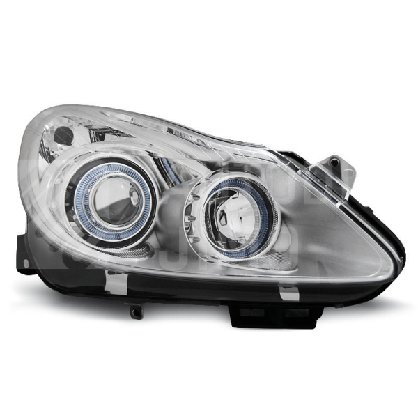 Přední světla, lampy Angel Eyes Opel Corsa D 06-10 chromová H1 Přední světla, lampy Angel Eyes Opel Corsa D 06-10 chromová H1