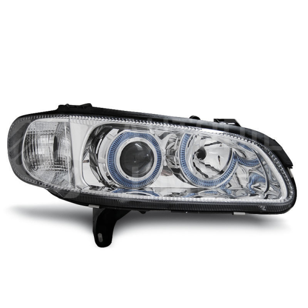 Přední světla, lampy Angel Eyes Opel Omega B 94-99 chromová H7