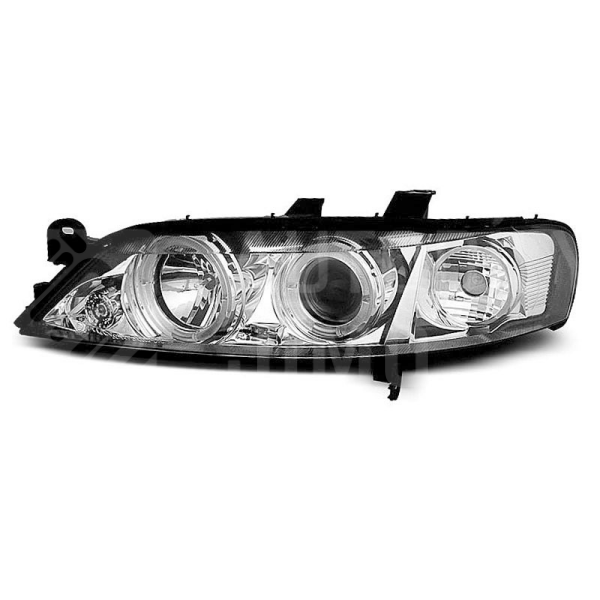 Přední světla, lampy Angel Eyes Opel Vectra B 99-02 chromová H1