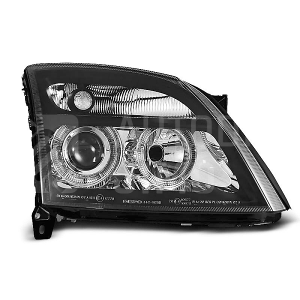 Přední světla, lampy Angel Eyes Opel Vectra C 02-05 černá H7