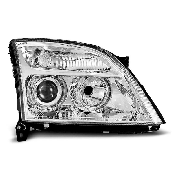 Přední světla, lampy Angel Eyes Opel Vectra C 02-05 chromová H7