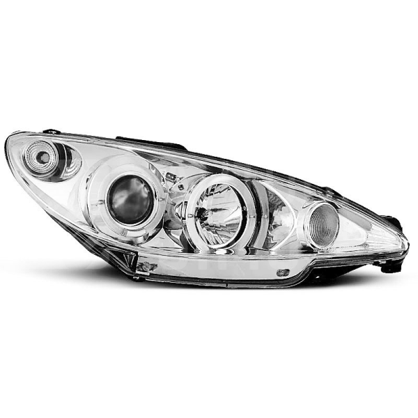 Přední světla, lampy Angel Eyes Peugeot 206 02- chromové H1 Přední světla, lampy Angel Eyes Peugeot 206 02- chromové H1