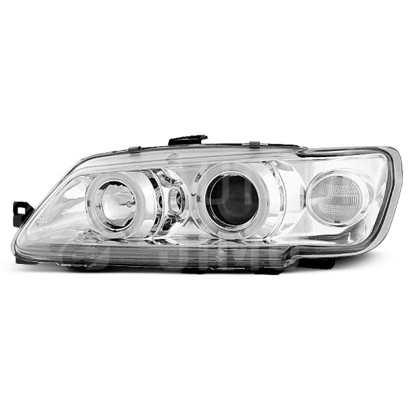 Přední světla, lampy Angel Eyes Peugeot 306 93-97 chromové H1 Přední světla, lampy Angel Eyes Peugeot 306 93-97 chromové H1