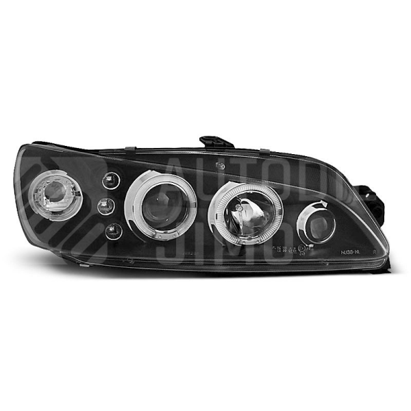 Přední světla, lampy Angel Eyes Peugeot 306 97-01 černé H1 Přední světla, lampy Angel Eyes Peugeot 306 97-01 černé H1