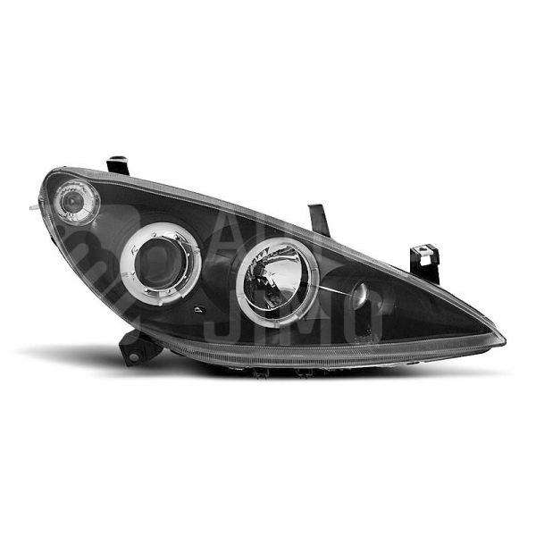 Přední světla, lampy Angel Eyes Peugeot 307 01-05 černé, s mlhovkami Přední světla, lampy Angel Eyes Peugeot 307 01-05 černé, s mlhovkami