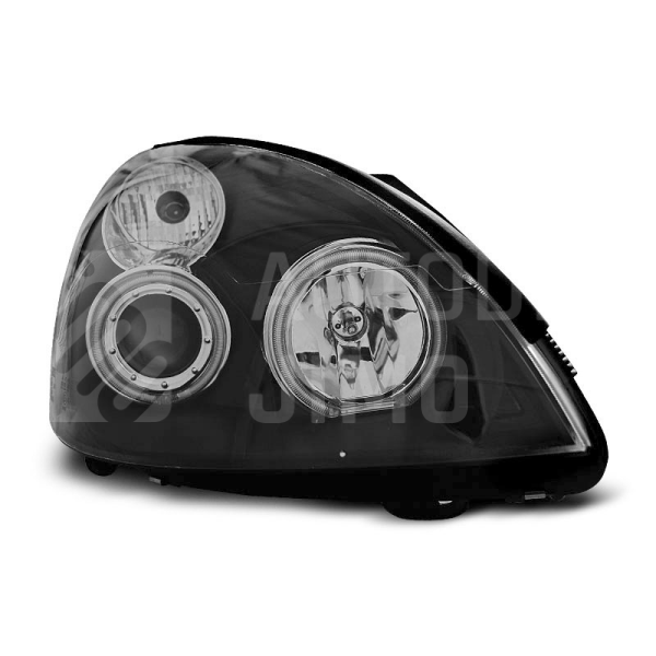 Přední světla, lampy Angel Eyes Renault Clio II 01-08 černé H1, CCFL kroužky