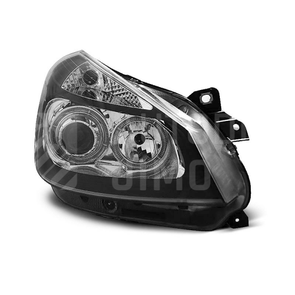 Přední světla, lampy Angel Eyes Renault Clio II 05-09 černé H7 Přední světla, lampy Angel Eyes Renault Clio II 05-09 černé H7