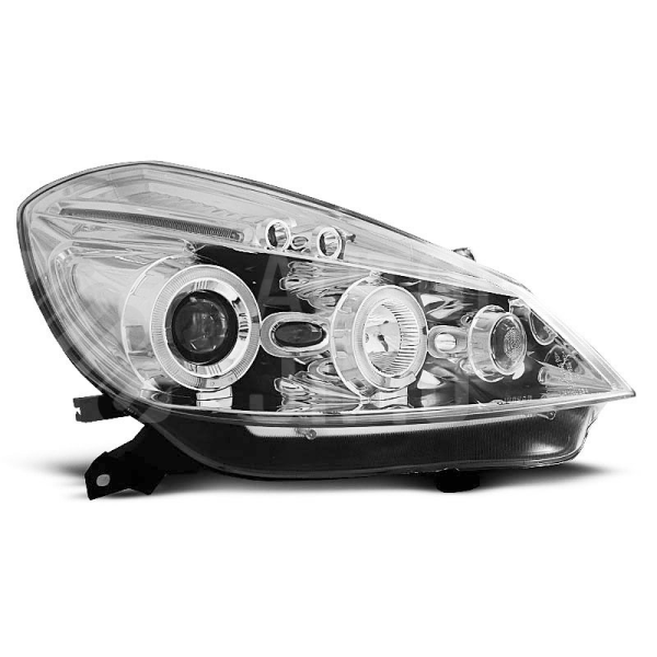 Přední světla, lampy Angel Eyes Renault Clio II 05-09 chromové H1 Přední světla, lampy Angel Eyes Renault Clio II 05-09 chromové H1