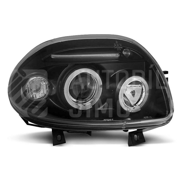 Přední světla, lampy Angel Eyes Renault Clio II 98-01 černé H1 Přední světla, lampy Angel Eyes Renault Clio II 98-01 černé H1