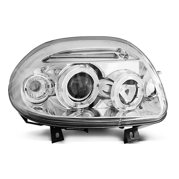 Přední světla, lampy Angel Eyes Renault Clio II 98-01 chromové H1 Přední světla, lampy Angel Eyes Renault Clio II 98-01 chromové H1