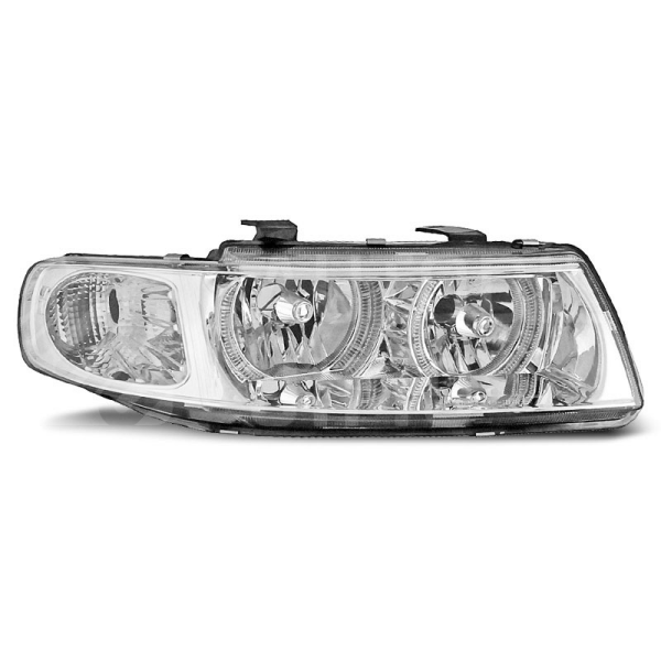 Přední světla, lampy Angel Eyes Seat Toledo, Leon 99-05 chromové H7