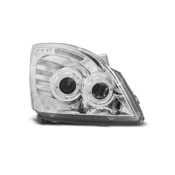 Přední světla, lampy Angel Eyes Toyota Land Cruiser 03-09 chromové