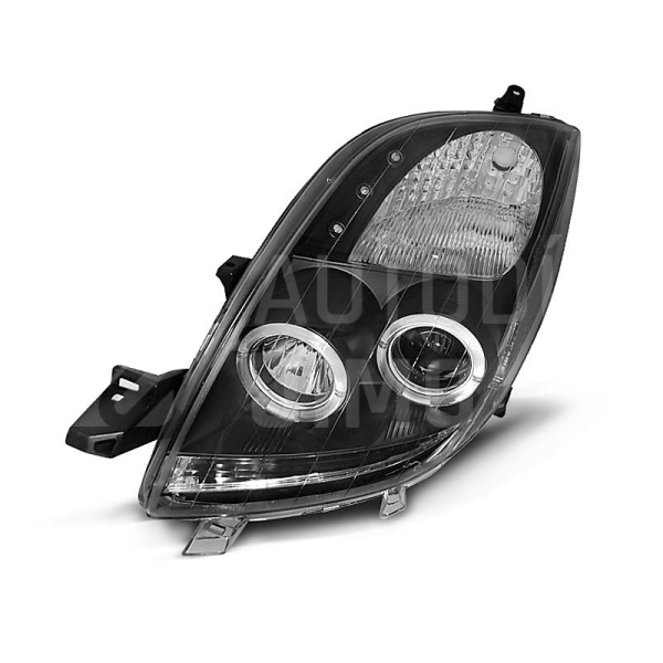 Přední světla, lampy Angel Eyes Toyota Yaris 06-09 černá H1