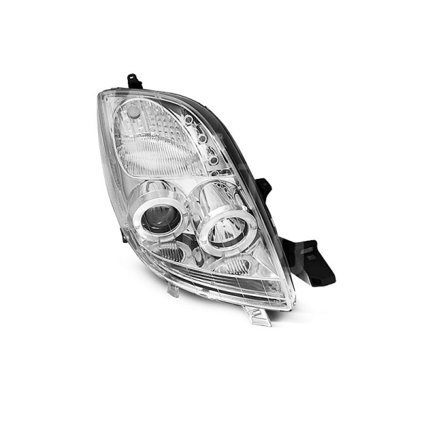 Přední světla, lampy Angel Eyes Toyota Yaris 06-09 chromové H1
