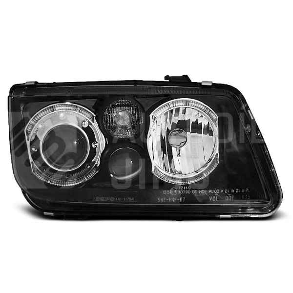 Přední světla, lampy Angel Eyes VW Bora 98-05 s mlhovkami, černá H7