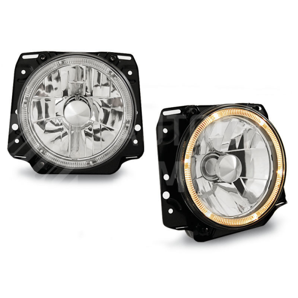 Přední světla, lampy Angel Eyes VW Golf II, 83-91 chromová H4
