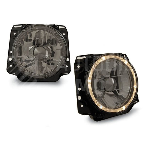 Přední světla, lampy Angel Eyes VW Golf II, 83-91 kouřová H4