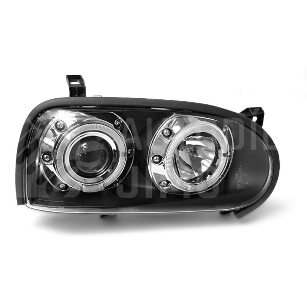 Přední světla, lampy Angel Eyes VW Golf III 91-97 černá H1/H1