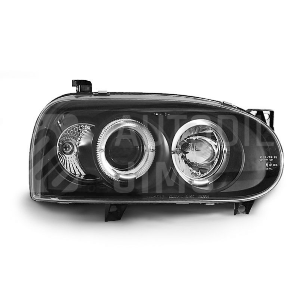 Přední světla, lampy Angel Eyes VW Golf III 91-97 černá H1