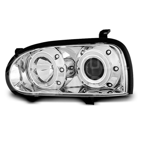 Přední světla, lampy Angel Eyes VW Golf III 91-97 chromová H1/H1