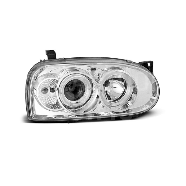 Přední světla, lampy Angel Eyes VW Golf III 91-97 chromová H1