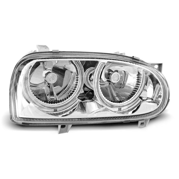 Přední světla, lampy Angel Eyes VW Golf III 91-97 chromová H7