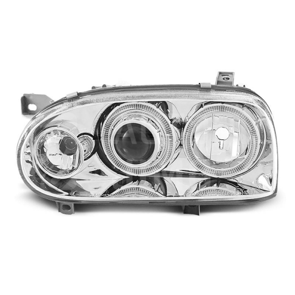 Přední světla, lampy Angel Eyes VW Golf III 91-97 chromová