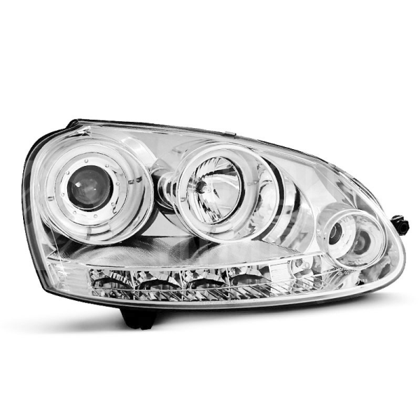 Přední světla, lampy Angel Eyes VW Golf V 03-08 chromová H1 Přední světla, lampy Angel Eyes VW Golf V 03-08 chromová H1