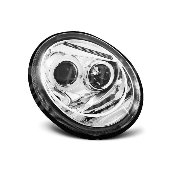 Přední světla, lampy Angel Eyes VW New Beetle 98-05 chromová H7