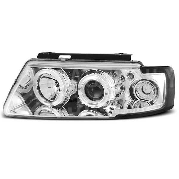 Přední světla, lampy Angel Eyes VW Passat B5 96-00 chromová H1 Přední světla, lampy Angel Eyes VW Passat B5 96-00 chromová H1