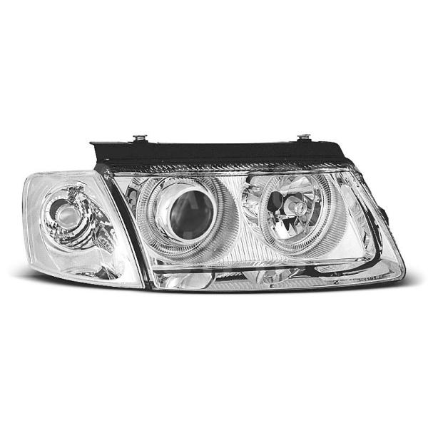 Přední světla, lampy Angel Eyes VW Passat B5 96-00 chromová H7 Přední světla, lampy Angel Eyes VW Passat B5 96-00 chromová H7