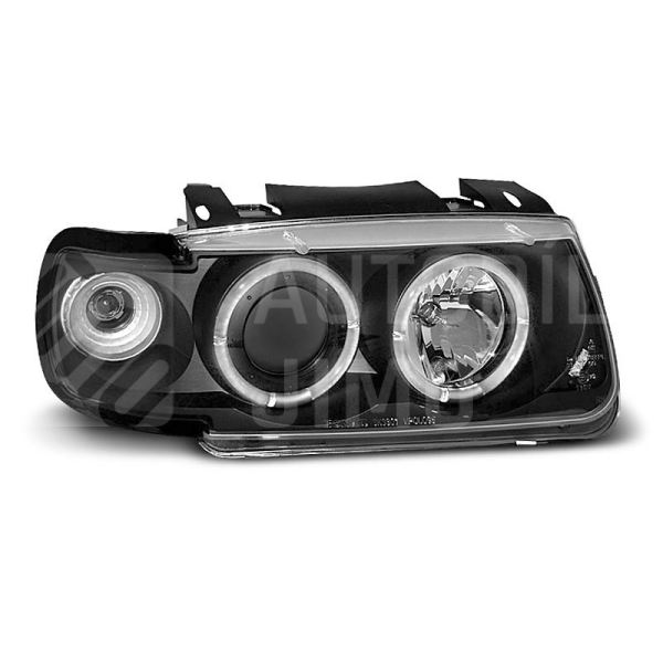 Přední světla, lampy Angel Eyes VW Polo 6N 94-99 černá H1 Přední světla, lampy Angel Eyes VW Polo 6N 94-99 černá H1