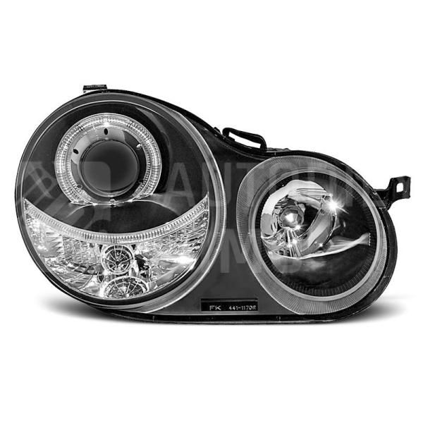 Přední světla, lampy Angel Eyes VW Polo 9N 01-05 černá H7 Přední světla, lampy Angel Eyes VW Polo 9N 01-05 černá H7