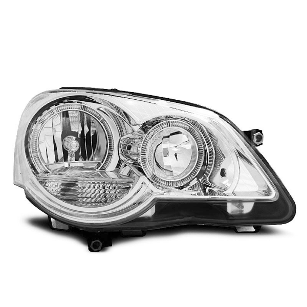 Přední světla, lampy Angel Eyes VW Polo 9N3 05-09 chromové H7 Přední světla, lampy Angel Eyes VW Polo 9N3 05-09 chromové H7