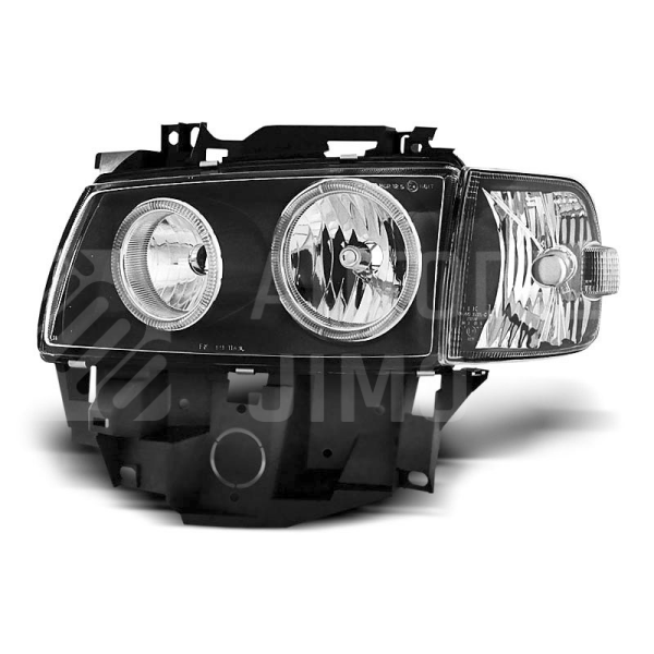 Přední světla, lampy Angel Eyes VW T4 Caravelle, Multivan 8.96-03 černá