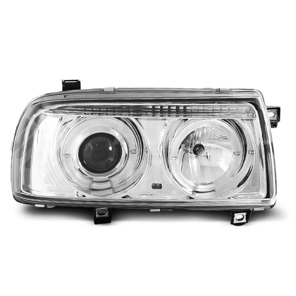 Přední světla, lampy Angel Eyes VW Vento 92-98 chromové H1